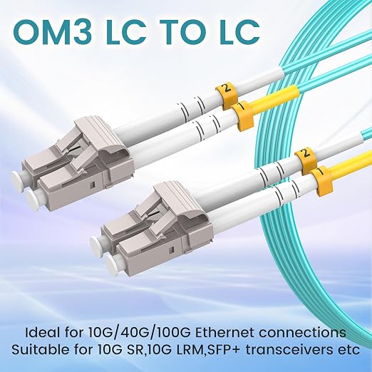 OM3 LC to LC Fiber Patch Cable, 10G/40G MMF, Duplex 50/125µm, LSZH 2.0mm Jacket - Image 5