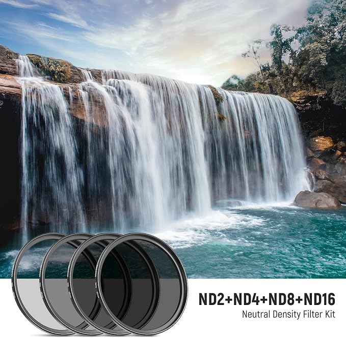 NEEWER 62mm ND Lens Filter Kit: ND2 ND4 ND8 ND16, Lens Cleaning Pen, Filter - Image 2