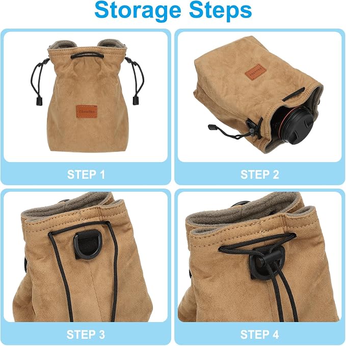 PATIKIL 6.3 x 4.3 Inch Camera Lens Pouch, S Size Drawstring Lens Case Flannel - Image 5
