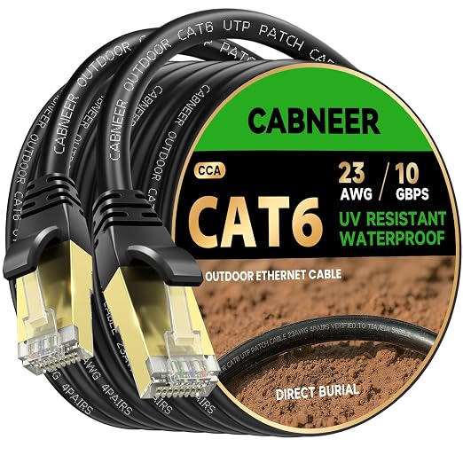 Cat 6 Ethernet Cable 150 ft, Outdoor & Indoor 23AWG 10Gbps High Speed, by CABNEER