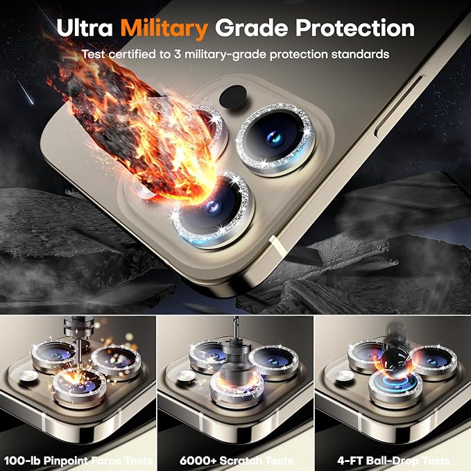 for iPhone 16 Pro/iPhone 16 Pro Max Camera Lens Protector, Tempered Glass - Image 5