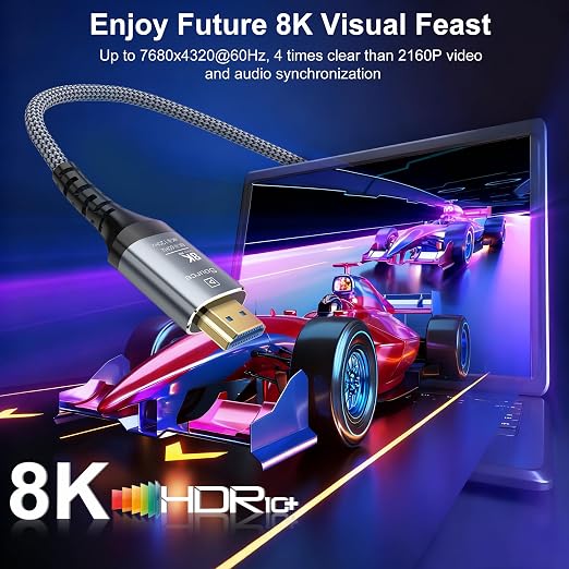 8K Fiber Optic HDMI Cable 40FT, 48Gbps Ultra High Speed Long HDMI 2.1 Cord - Image 2