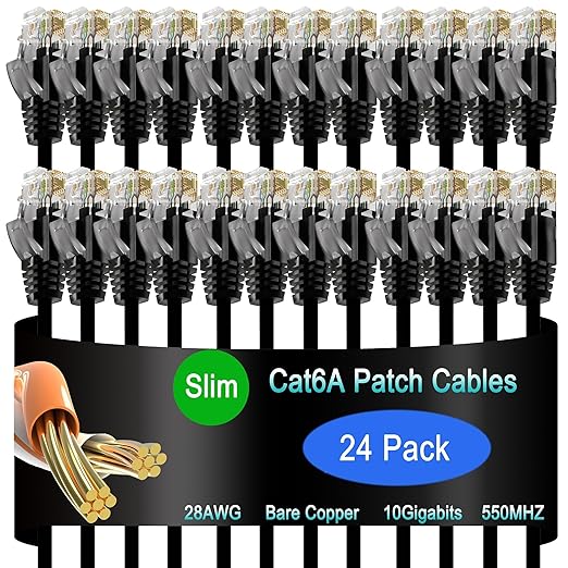 Cat6a Slim Ethernet Patch Cable 1.5 ft, Cat6a Patch Cable by Lysymixs