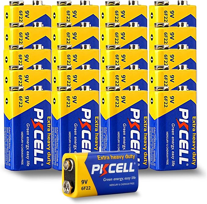 PKCELL 9V Batteries, 100 Pack 9 Volt Batteries Carbon Zinc, 9V Battery by Pkcell