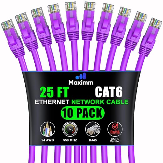 Maximm Cat 6 Ethernet Cable 25 ft by MaximmCable