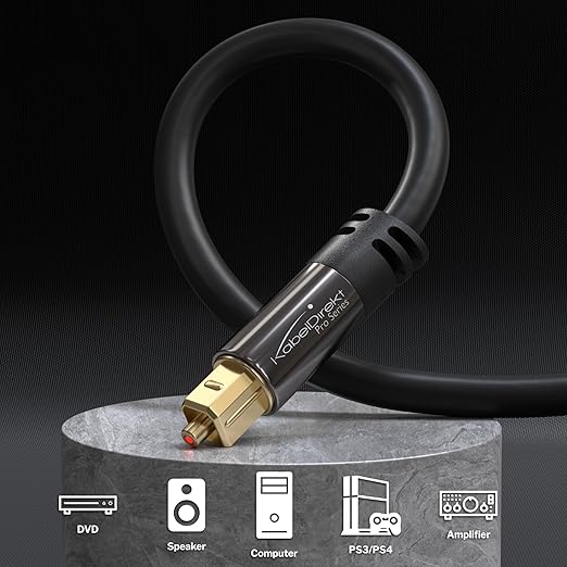 KabelDirekt TOSLINK – Optical Audio Cable – 6ft – Fiber Optic Cord, S/PDIF - Image 2