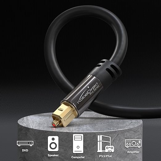 KabelDirekt TOSLINK – Optical Audio Cable – 1.5ft – Fiber Optic Cord, S/PDIF - Image 2