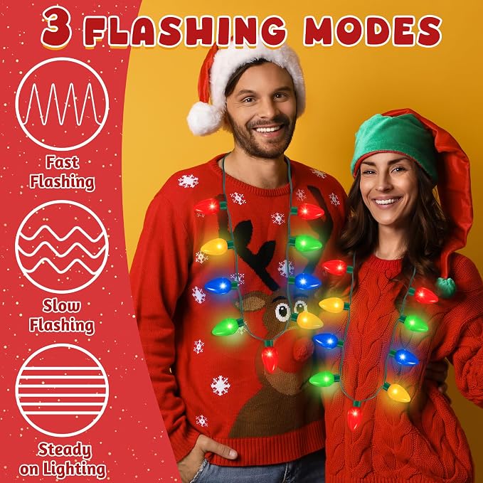 QZYL 16 Pcs Christmas Light Up Necklace, Colorful Christmas Necklaces Bulk - Image 3