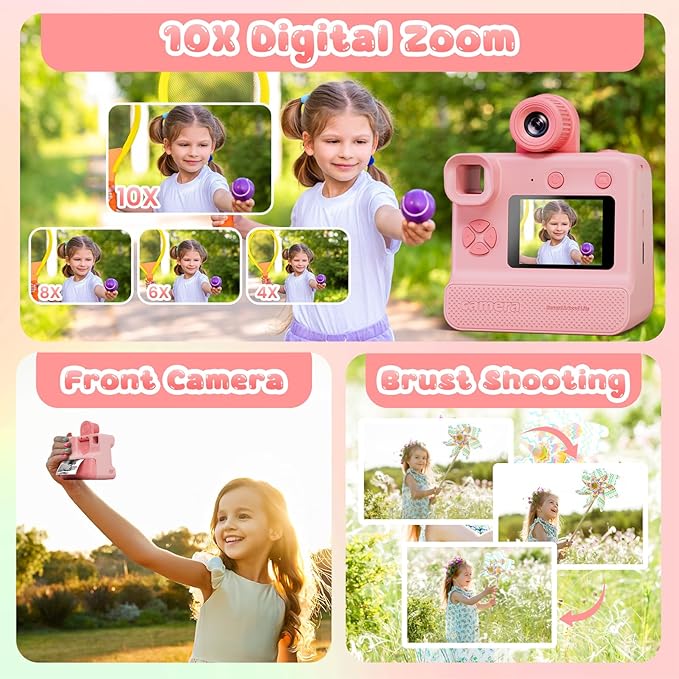 Instant Print Camera for Kids, 1080P Kids Instant Cameras, HD Selfie Digital - Image 3