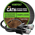 Cat 6 Outdoor Ethernet Cable 175 ft, 24AWG 10Gbps Cat6 Cable Cord Waterproof by EthernetCable