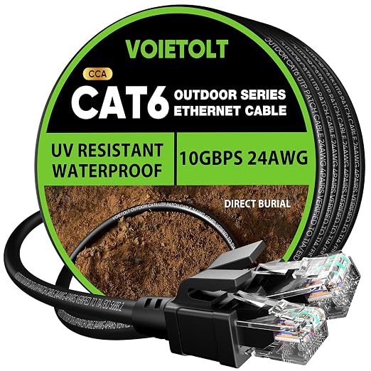 Cat 6 Outdoor Ethernet Cable 30 ft, 24AWG 10Gbps Cat6 Cable Cord Waterproof by EthernetCable