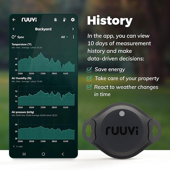 RuuviTag Pro 4in1 Wireless Bluetooth Temperature, Air Humidity, and Air - Image 4