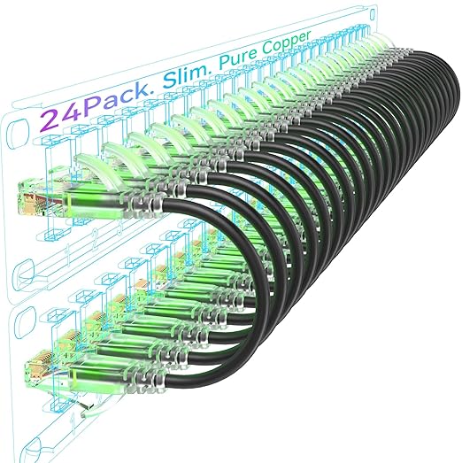 Sokqovt Cat6a Patch Cables Slim 1ft, Flexible Cat 6 Ethernet Cable 10G 550MHZ by Unknown