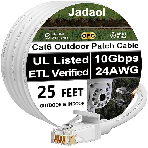 Jadaol Cat 6 Ethernet Cable 25ft, Outdoor&Indoor, 10Gbps Support Cat8/7 Network by Jadaol