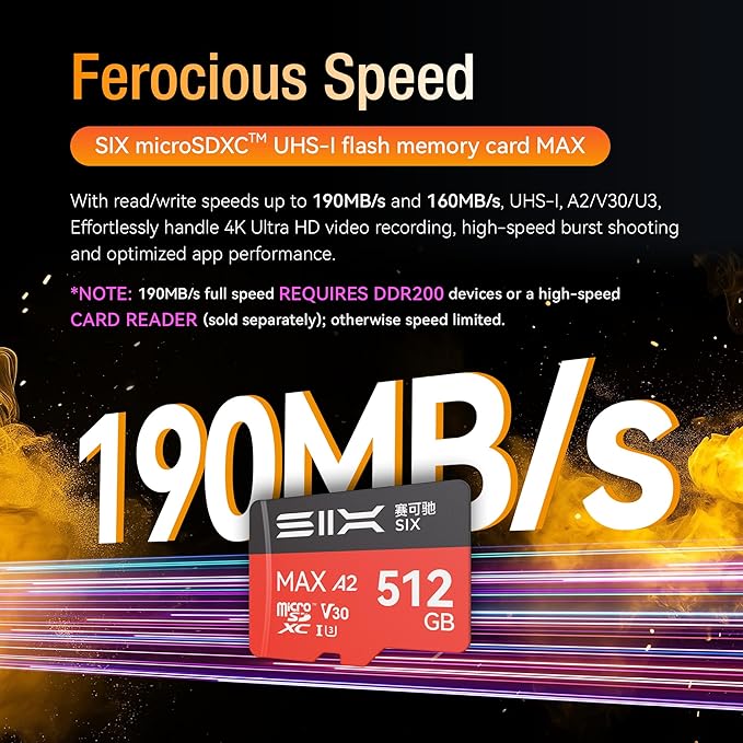 SIX M200 128GB Micro SD Card Read Up to 190MB/s - Image 3