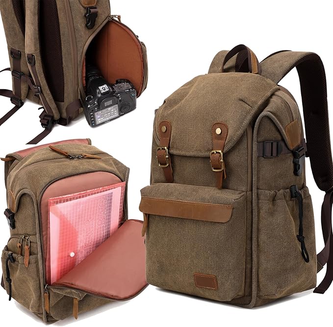 Vintage Canvas Camera Backpack for DSLR/Mirrorless & Drone, Waterproof - Image 8