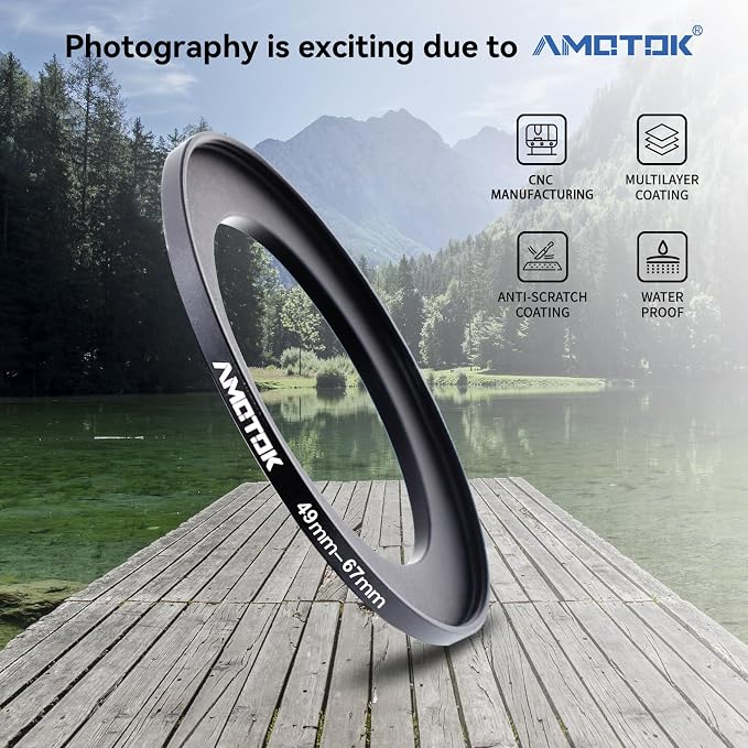 49mm Lens to 67mm Camera Lens Adapter, 49mm to 67mm Filter Step-Up Adapter Ring - Image 2