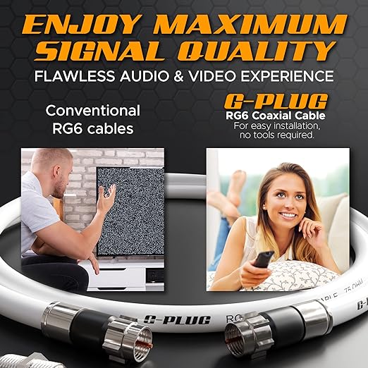 G-PLUG 150FT RG6 Coaxial Cable Connectors Set- High-Speed Internet, Broadband - Image 6