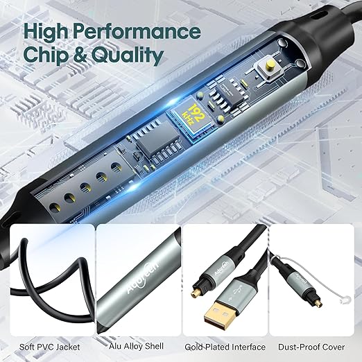 Adoreen Unidirectional USB A 2.0 to Toslink Digital Optical Audio Cable 15 Ft - Image 3