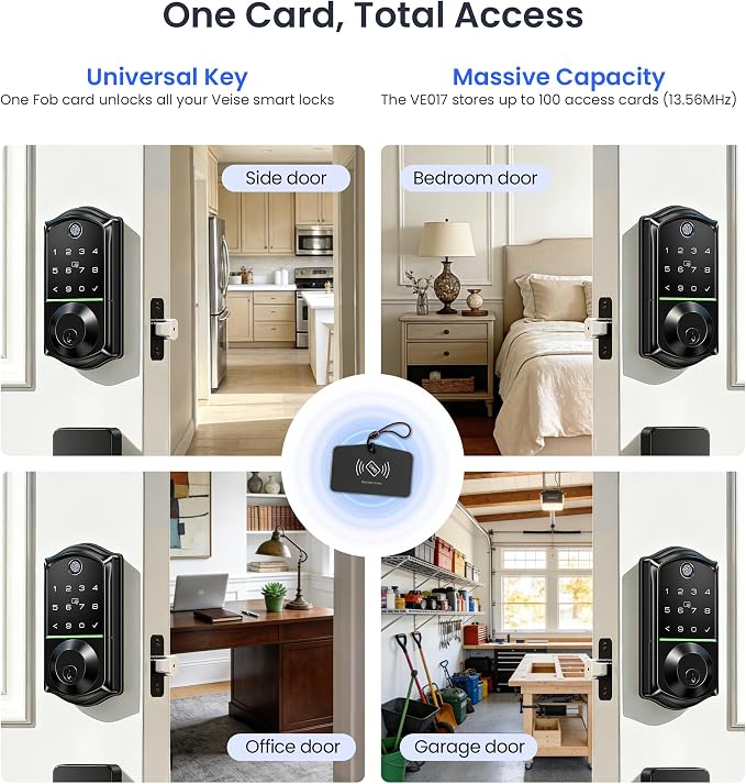 Veise VE017 Fingerprint Smart Door Lock, App Control, 8-in-1 Keyless Entry - Image 13