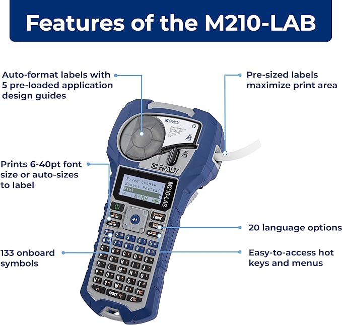 Brady M210-LAB Portable Label Printer, 9.5 in H x 4.5 in W x 2.5 in D - Image 2