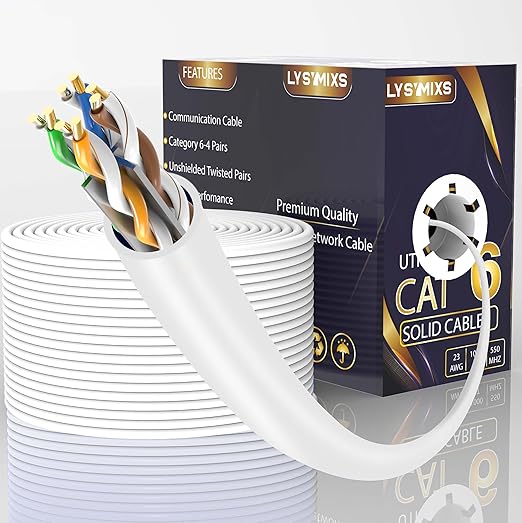 Cat6 Ethernet Cable 1000FT Channel Test Pass, Cat6 1000ft Ethernet Cable 23AWG by Lysymixs
