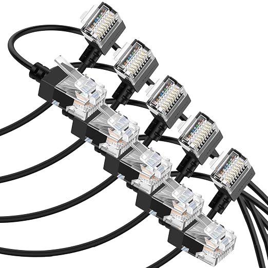 Cat6A Ethernet Cable 90 Degree Right Angled 16FT 5Pack, Flexible Slim & Ultra by Thzzhnno