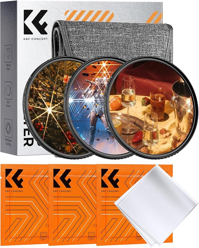 K&F CONCEPT 72mm Star Filters Kit 4 Points 6 Points 8 Points Cross Screen by KFCONCEPT