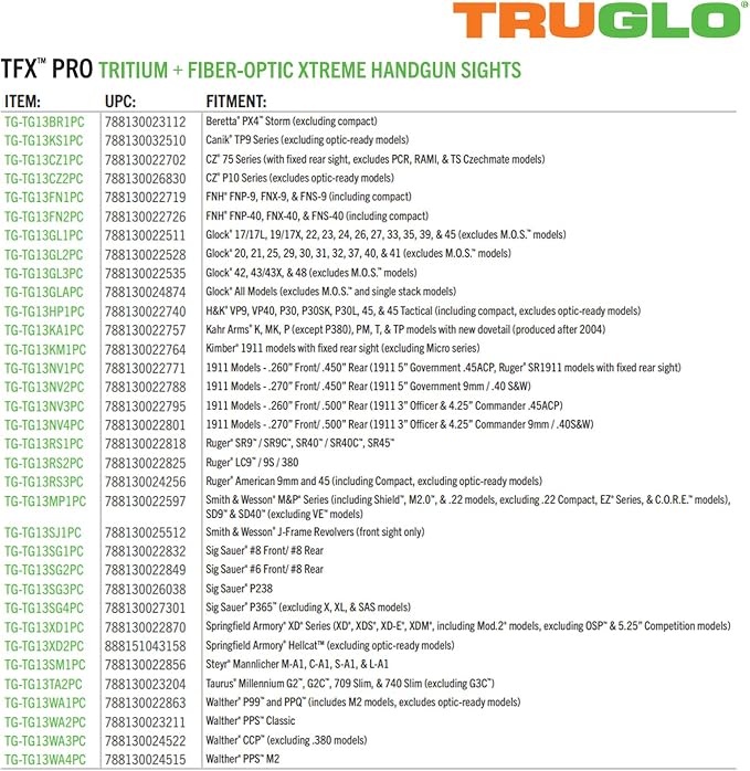 Truglo TFX PRO Handgun Sight, Glowing Shock Proof Tritium and Fiber Optic Night - Image 6