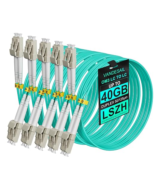 5Pack LC to LC Multimode Fiber Patch Cable, 40G/10G OM3 Fiber Cables Jumper by VANDESAIL