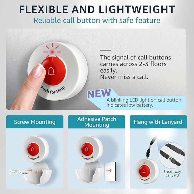 Caregiver Pager Call Button Wireless Call Bell Alert Buttons - Image 3