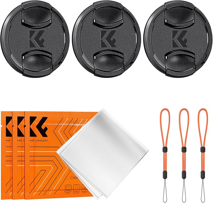 K&F Concept 62mm Lens Cap, 9-in-1 Center Pinch Lens Cover + Anti-Loss Keeper by KFCONCEPT