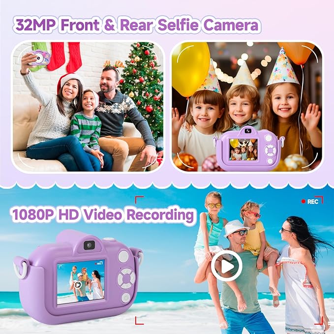 Kids Camera Toddler Toys for Girls Boys, YEEHAO 32MP Dual Lens Digital Camera - Image 4