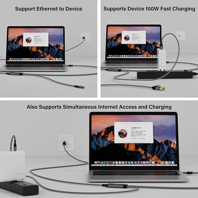 USB C to Ethernet Cable 6 FT, Type C to RJ45 Cord - Image 3
