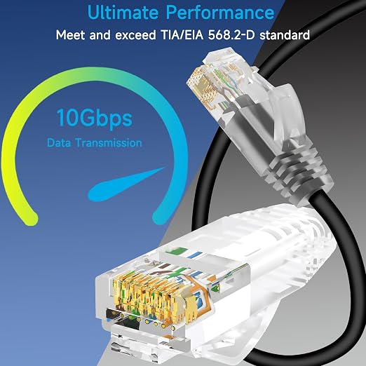 Cat6a Slim Ethernet Patch Cable 1 ft, Cat6a Patch Cable - Image 2
