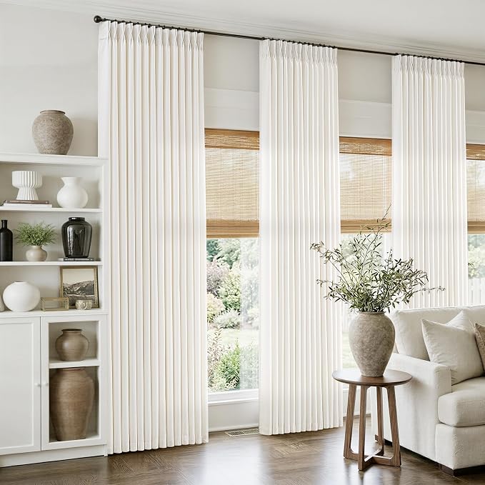 Extra Long 120 Inch Cream Pinch Pleated Curtains - Image 8