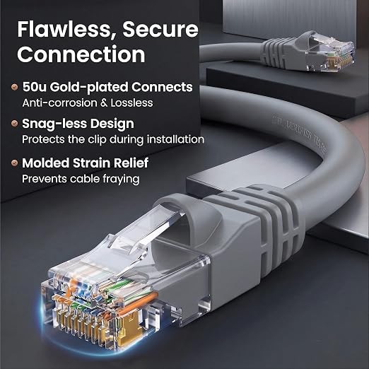 GEARit Cat 6 Ethernet Patch Cable 10 ft Gray Cat6 Patch Cables 10ft - Image 4