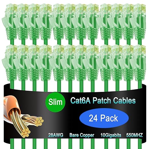 Cat6a Slim Ethernet Patch Cable 0.5 ft, Cat6a Patch Cable by Lysymixs