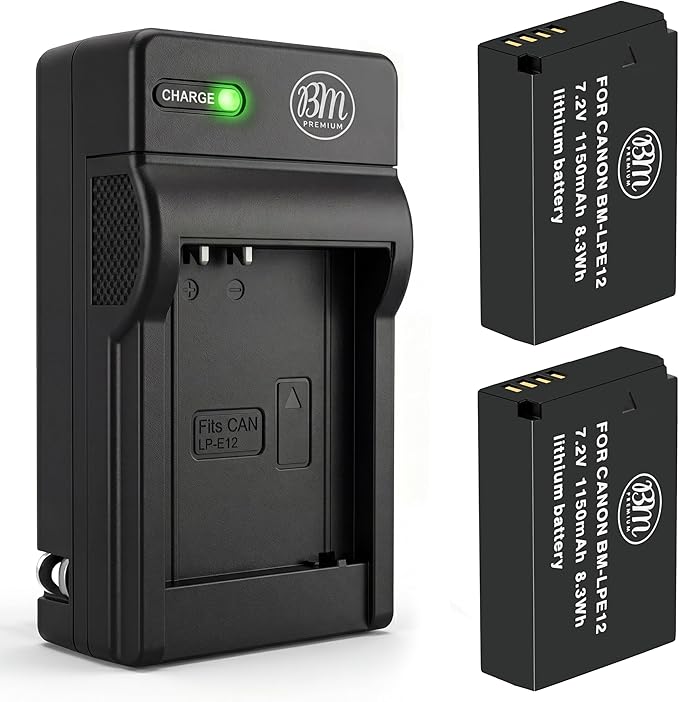 BM Premium 2-Pack of LP-E12 Batteries and Charger by BMPremium