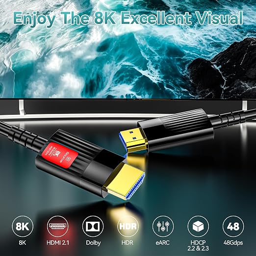 Fiber Optic HDMI Cable 65FT/20M, Long HDMI 2.1 Cable Support 48Gbps High Speed - Image 3