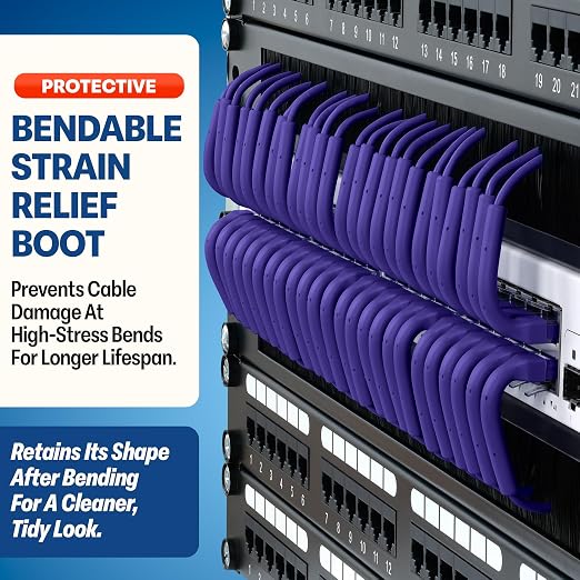 Everest Ultra Slim Cat6a Ethernet Patch Cables 2ft Purple - Image 3