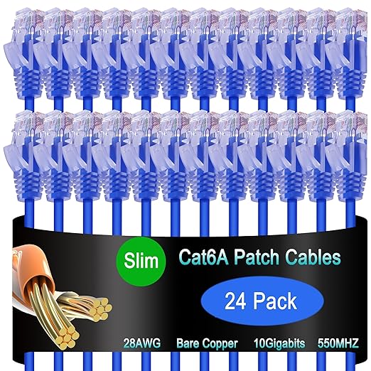 Cat6a Slim Ethernet Patch Cable 1 ft, Cat6a Patch Cable by Lysymixs