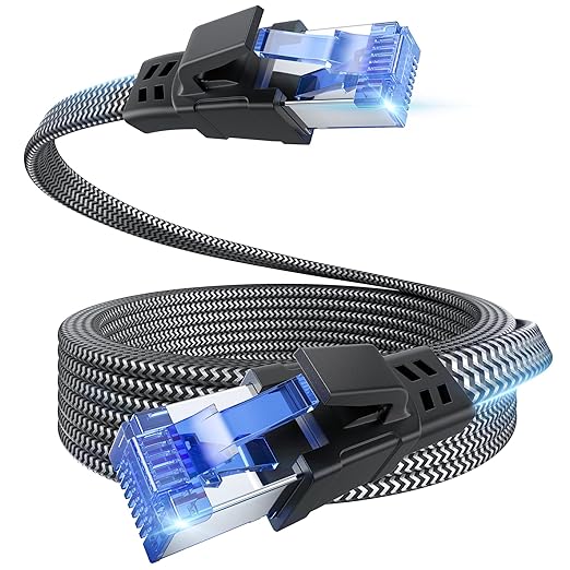 EWIND Anti-Tear Nylon for Cat 8 Ethernet Cable, 20FT Heavy Duty High Speed by EWIND