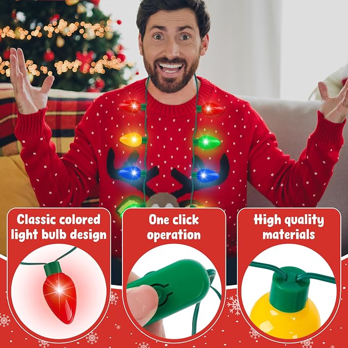 Blowata 50PCS Christmas Light up Necklace, 3 Glow Modes Christmas Accessories - Image 3