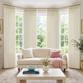 Cream Beige Pinch Pleated Linen Curtains 105 Inch 4 Panels Set by Twodrapes