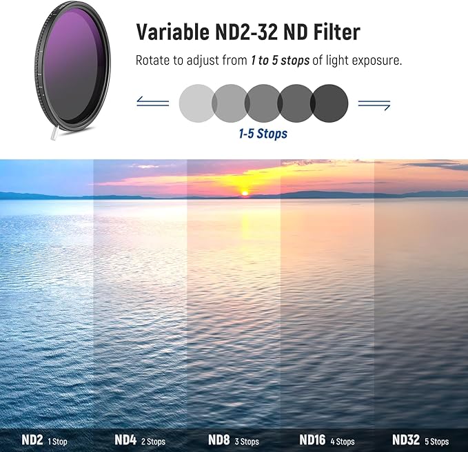 NEEWER HD True Colors 58mm Variable ND Filter ND2-512, VND Filter & Magnetic - Image 3