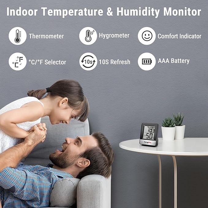 TempPro TP49 4 Pieces Digital Hygrometer Indoor Thermometer Humidity Meter Mini - Image 2