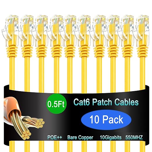Cat6 Ethernet Patch Cable 0.5 ft, Cat6 Patch Cable by Lysymixs