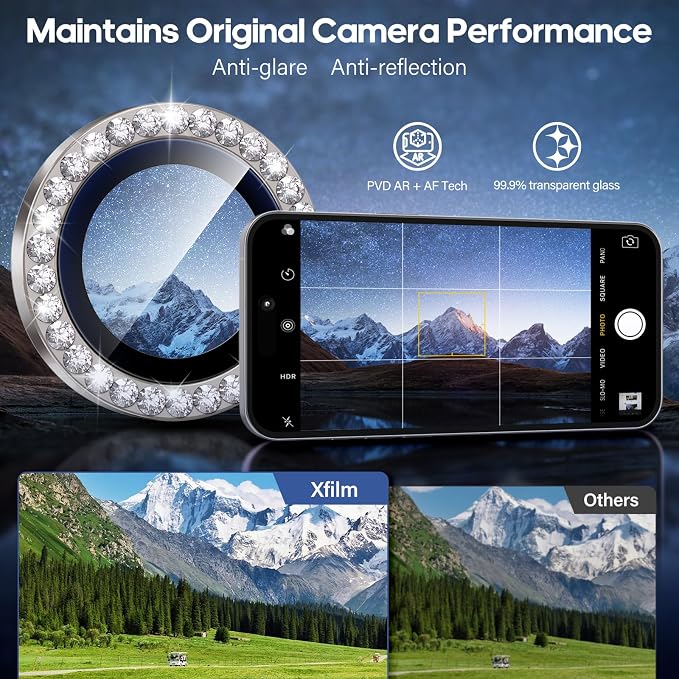 for iPhone 17 Pro / 17 Pro Max Camera Lens Protector Bling, Individual Diamond - Image 4