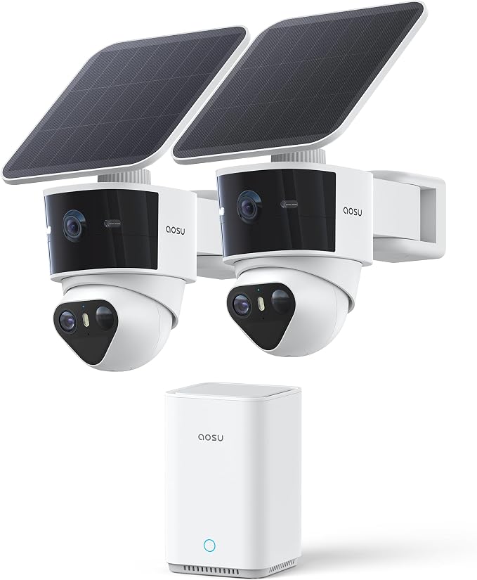 aosu T2 Pro Solar Security Cameras Wireless Outdoor, 2 Cam Kit, 3K Dual Cam No by AOSUSecurityOffical